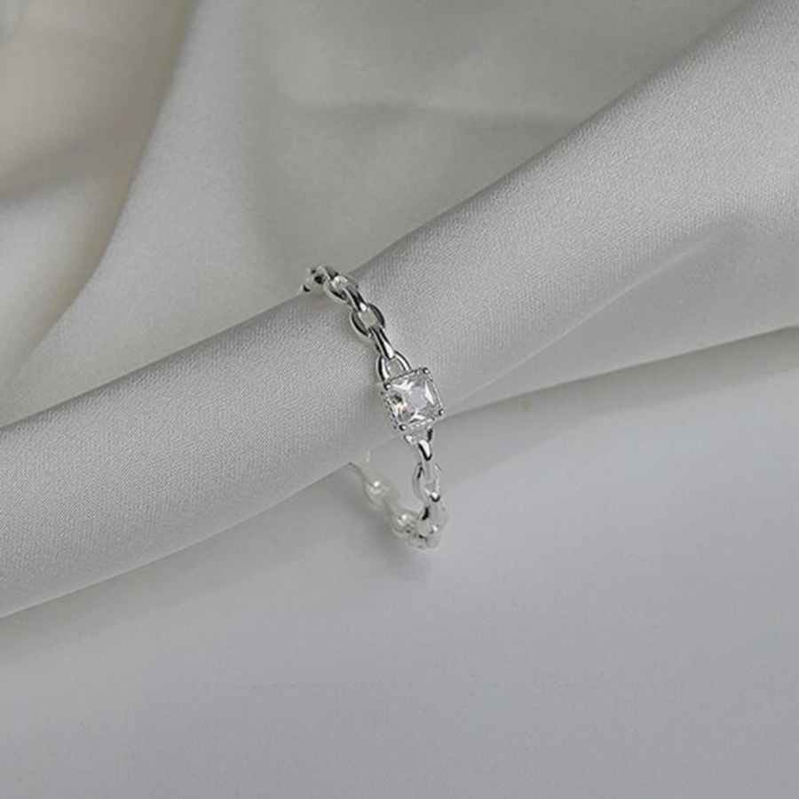 Nhẫn đính hôn bằng thép titan mạ bạc S925 đính đá zircon thời trang cho nữ