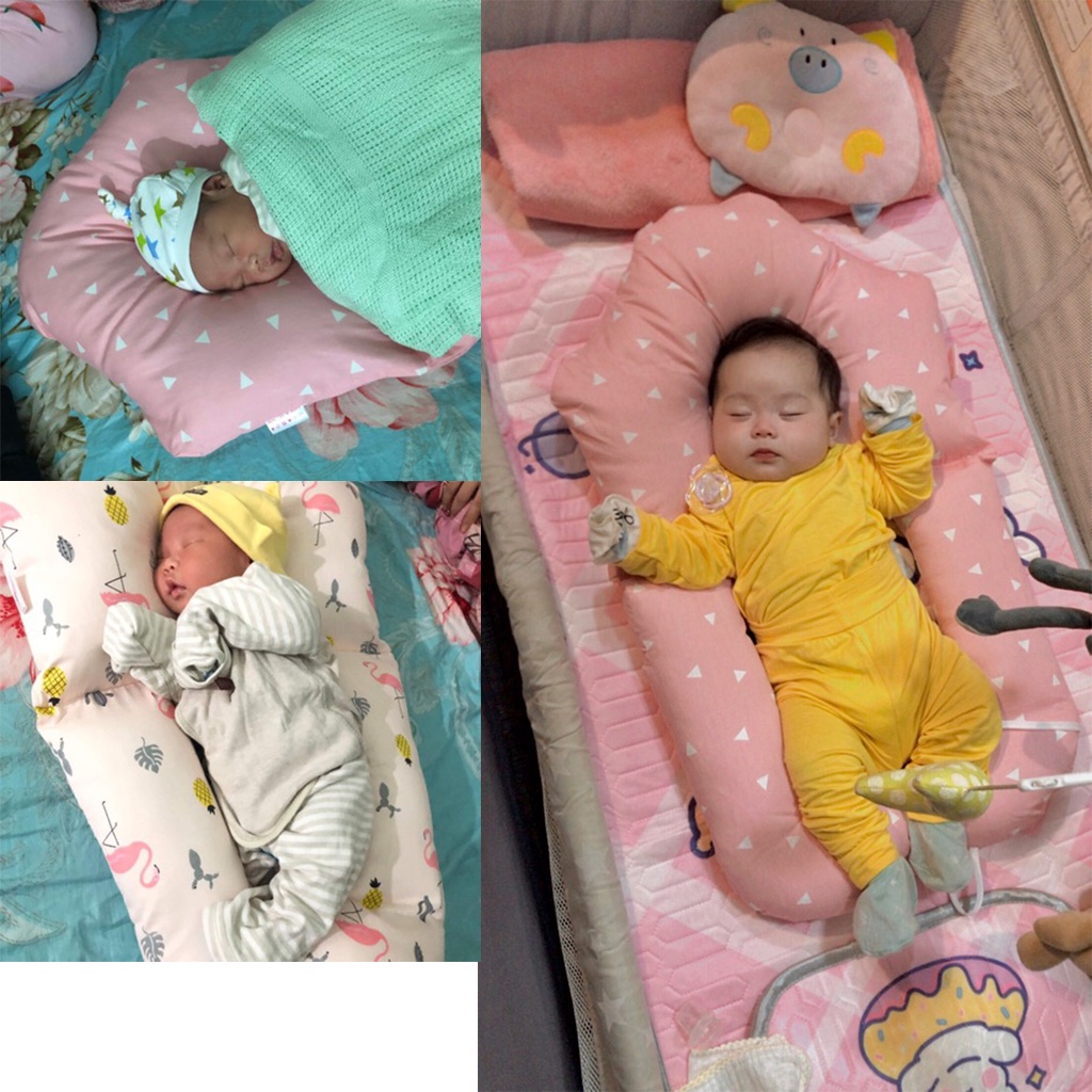 Gối chữ u cho bé chống méo đầu chống giật mình, gối ôm cho bé sơ sinh ngủ ngon CareKids