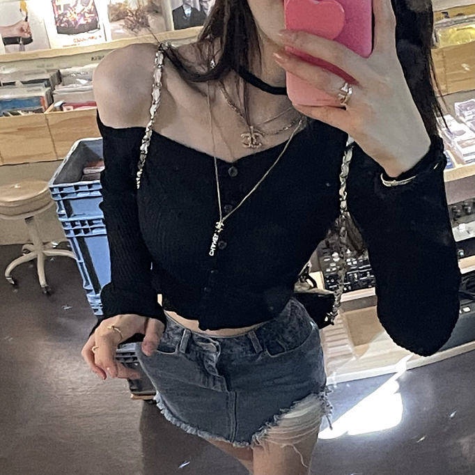 Áo Sweater Cardigan Tay Dài Hở Vai Dáng Ôm Thời Trang Mùa Thu Phong Cách Hàn Quốc Hàng Mới Dành Cho Bạn Gái 2021