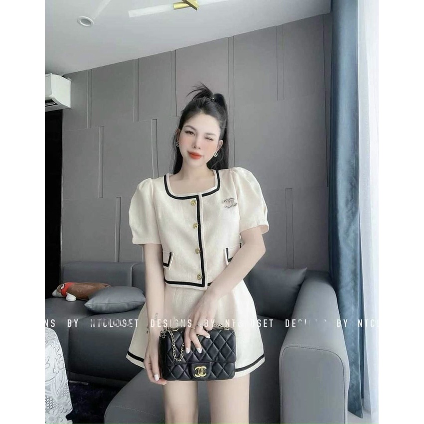 Sét bộ đồ nữ họa tiết viên đi cổ vuông 4 màu tôn dáng trẻ trung sang trọng thanh lịch siêu xinh
