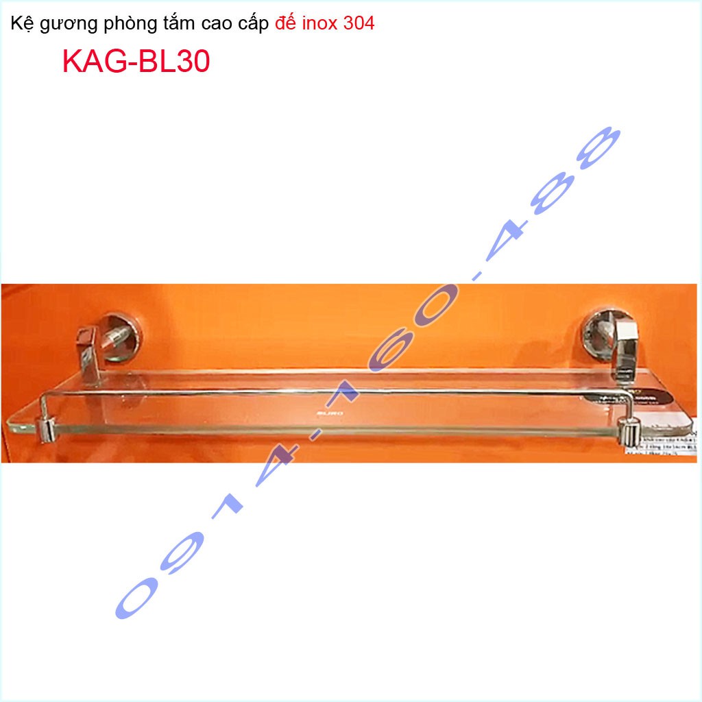 Kệ kính phòng tắm Kace KAG-BL30 SUS304, Kệ kiếng cường lực inox dập khuôn Nhật Bản thiết đẹp sử dụng tốt