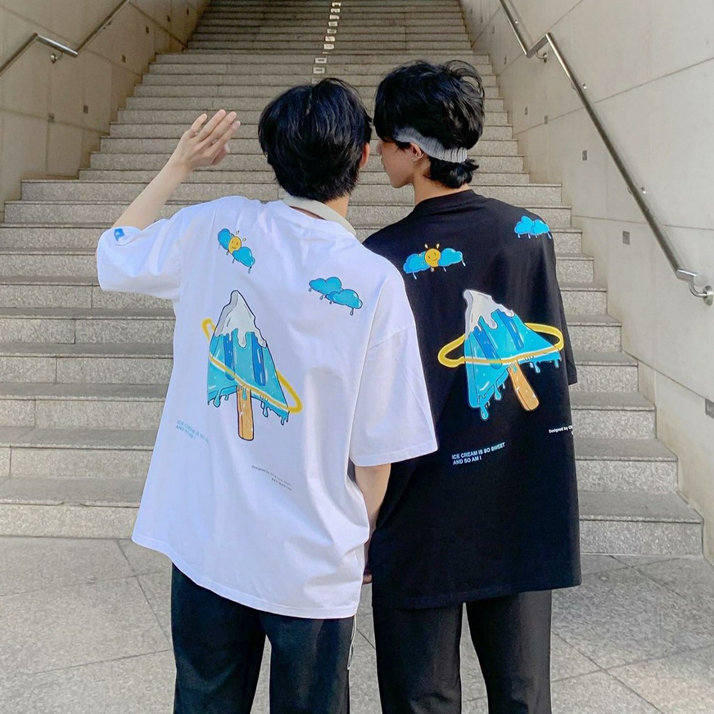 Áo Thun Tay Lỡ ICE CREAM TEE CLICK.CLUBB Form Rộng Ulzzang Unisex (Ảnh Thật)