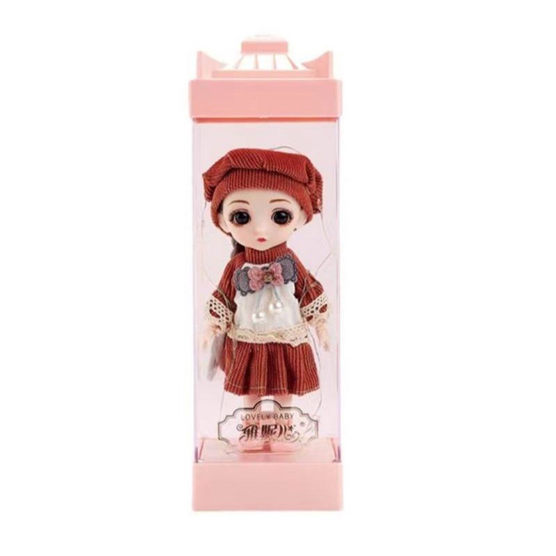 BÚP BÊ  CUTE CÓ ĐÈN LED KÈM HỘP MICA TRONG SUỐT