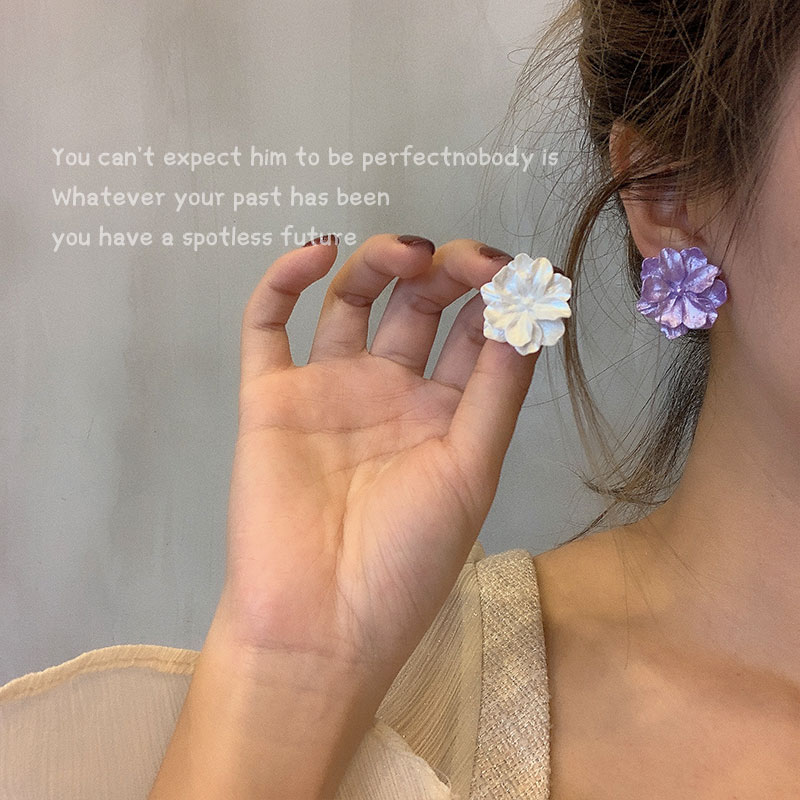 Bông Tai Hình Hoa Tím Phong Cách Hàn Quốc Thanh Lịch Cho Nữ
