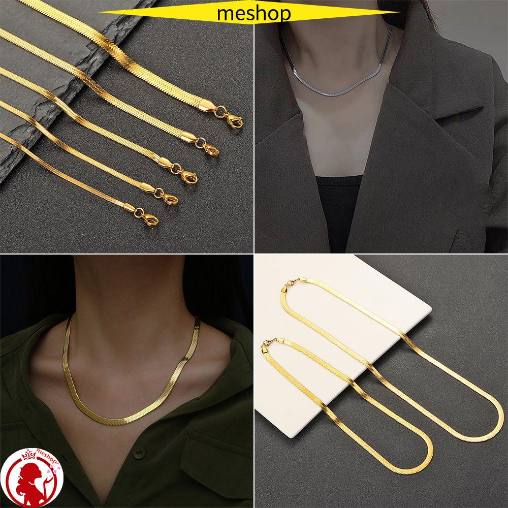Vòng Cổ Choker Dạng Xích Rắn Dẹt Thời Trang 18 / 20 &quot;