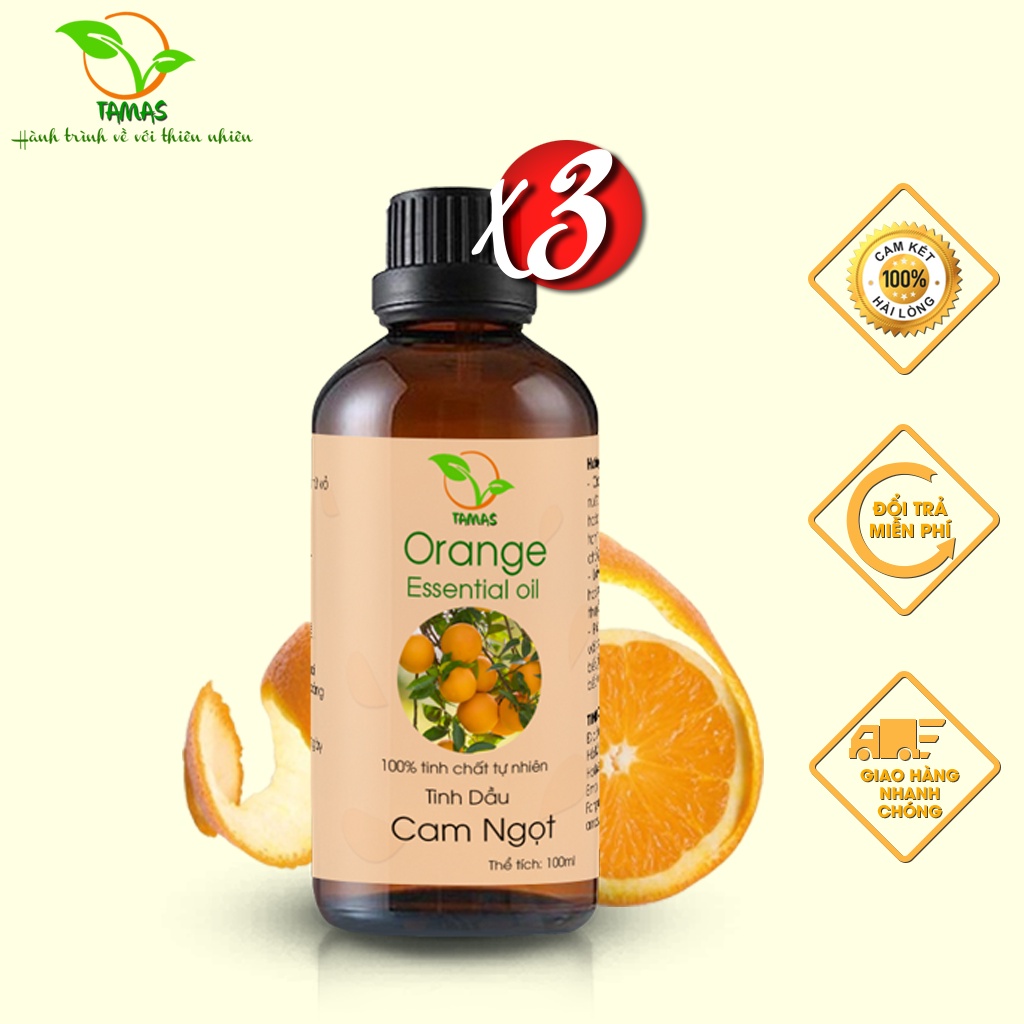 Bộ 3 chai Tinh dầu 100ml hương tự chọn Sả Chanh, Cam Ngọt, Sả Java thư giãn, giải tỏa căng thẳng, xua đuổi muỗi,...