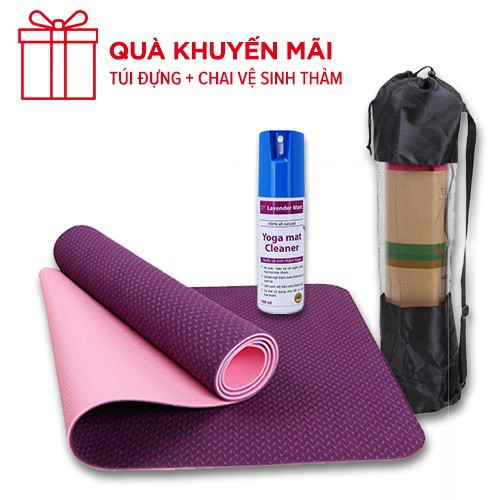 Combo Thảm yoga 6mm TPE 2 lớp + chai xịt vệ sinh ( kèm túi lưới) - HOT