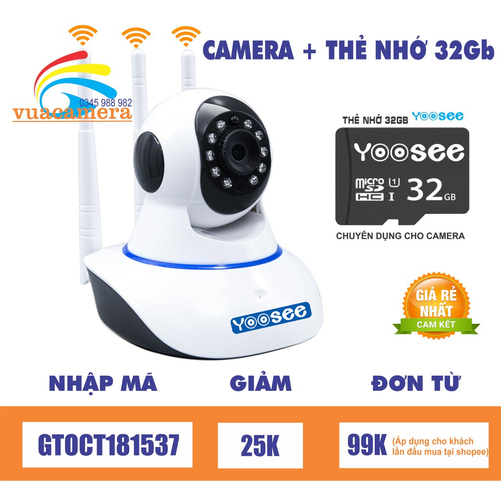 Camerayoosee 3 anten kèm thẻ 32gb yoosee | BigBuy360 - bigbuy360.vn