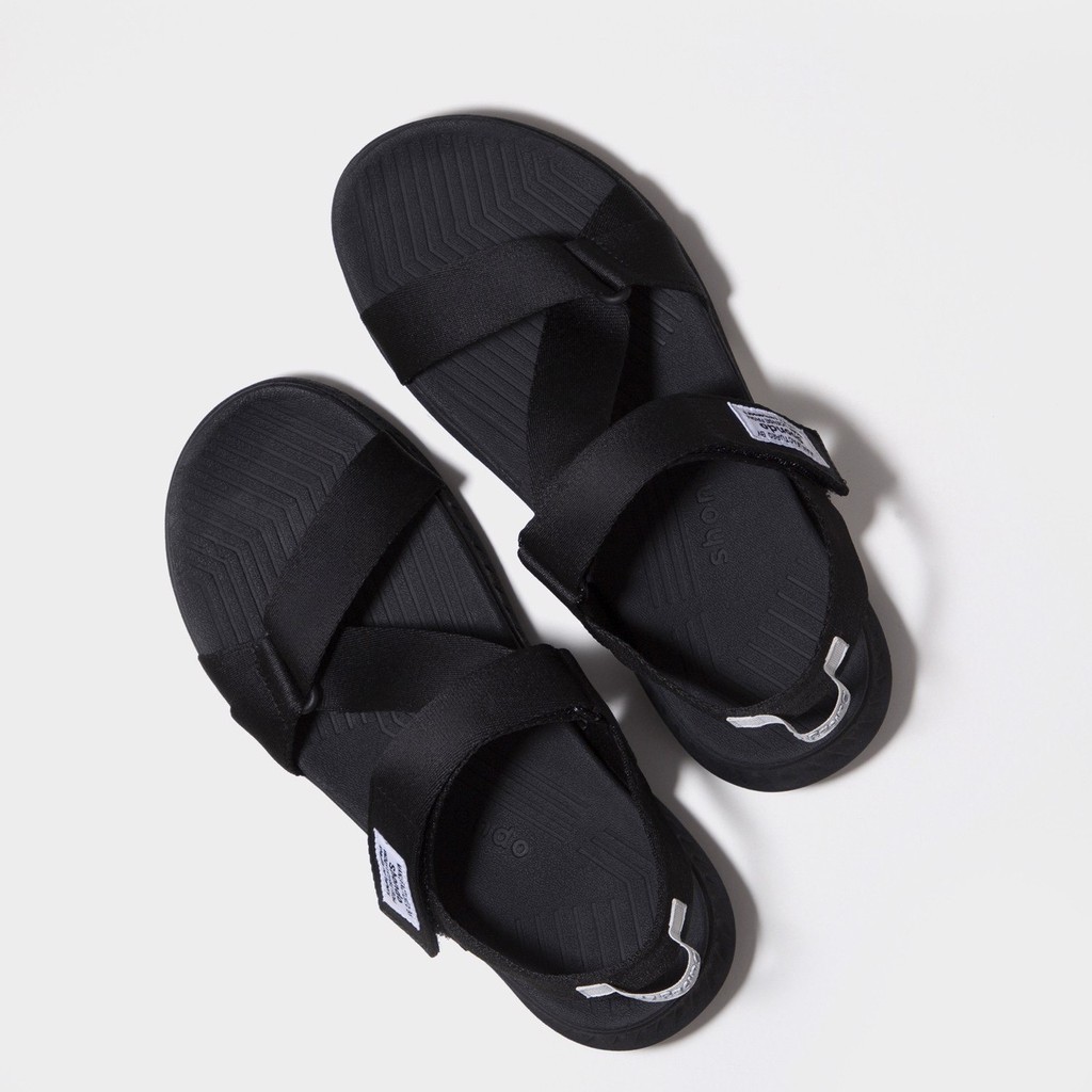 Sandals Shondo F7 Racing đế đen phối trắng quai đen F7R1010