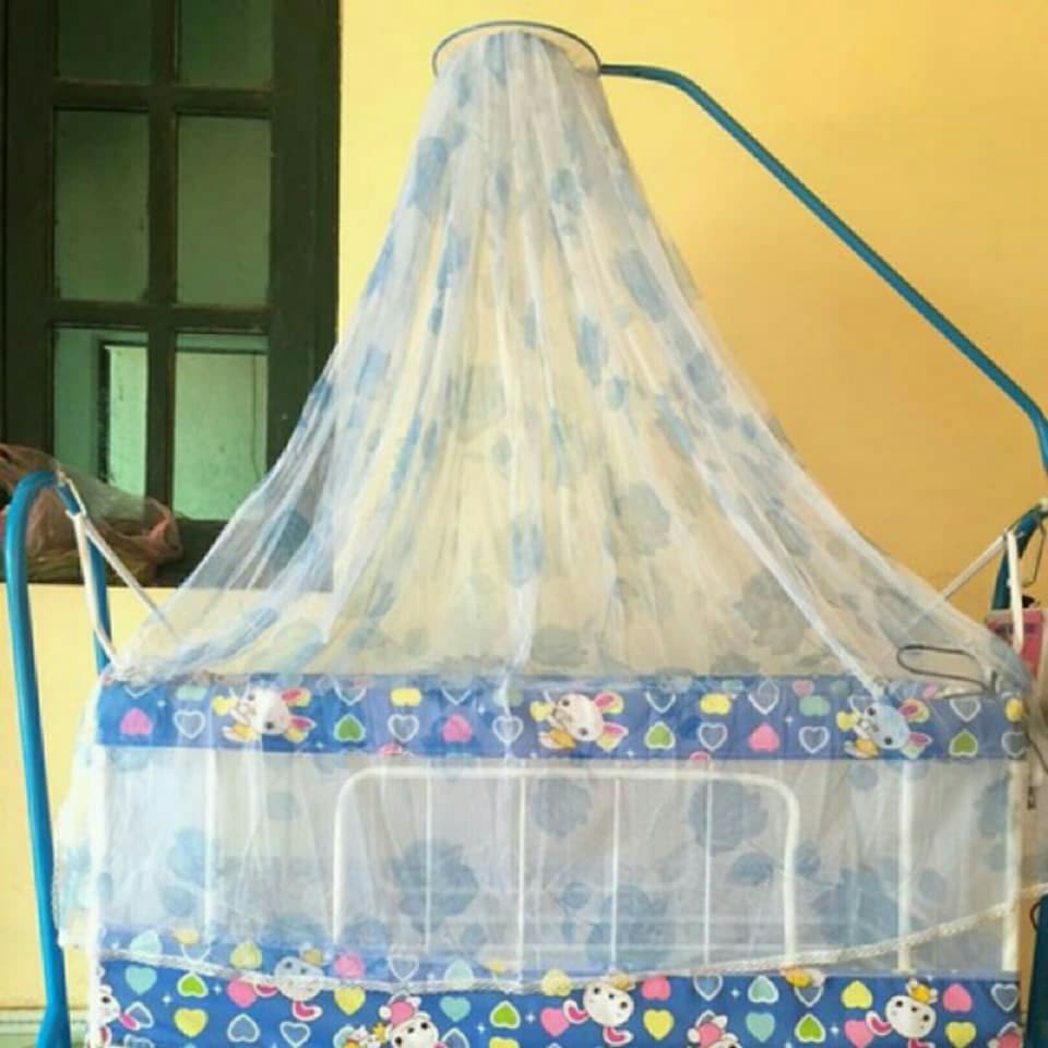 Nôi điện Võng xếp 2 tầng cỡ đại 2 Trong 1 (Có màn chống muỗi + tặng võng )
