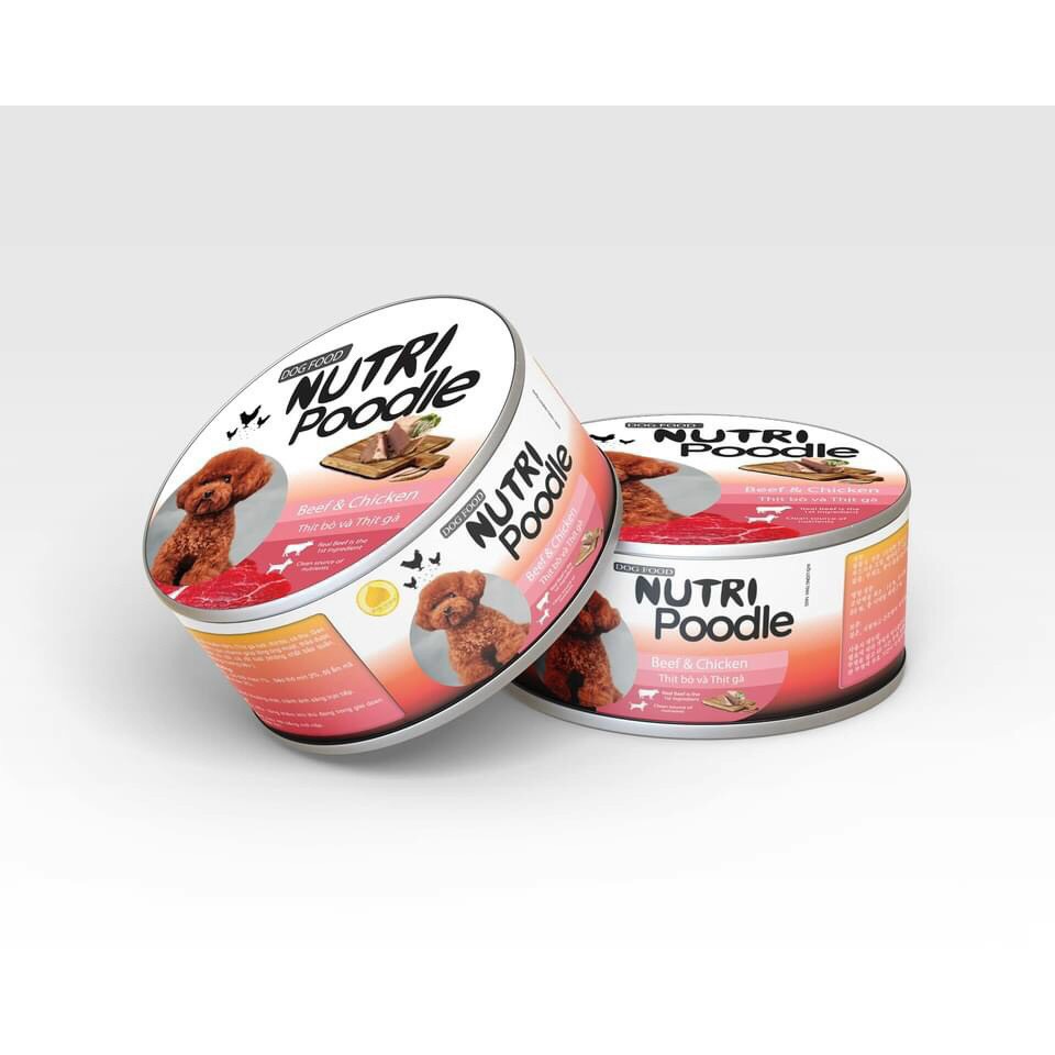Pate Dinh Dưỡng Cho Chó Poodle Nutri Dog - Vị Thịt Bò Và Thịt Gà 165g