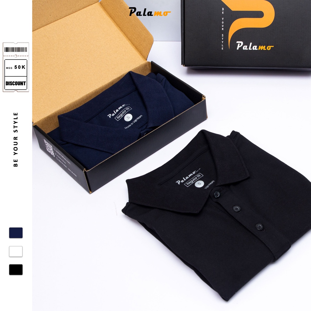 Áo thun polo nam vải cotton chính hãng, mềm mịn, mát mẻ, bền màu, màu sắc đa dạng, thương hiệu Palamo /PLCT-1003