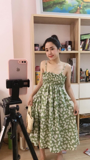 Váy 2 dây suông chun ngực hoa cúc nhí nhiều màu | BigBuy360 - bigbuy360.vn
