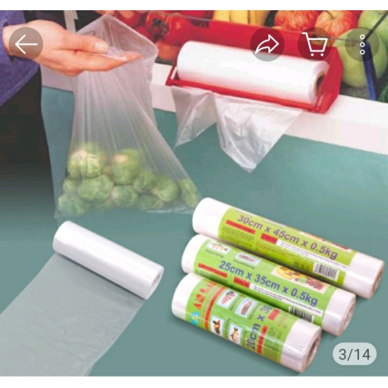 #Sạch - An toàn#Túi cuộn đựng rau củ, thực phẩm dùng 1 lần - túi tự phân hủy sinh học - túi cuộn xé giật không quai