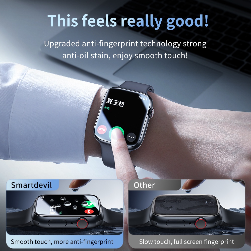 SmartDevil Kính cường lực SMARTDEVIL toàn màn hình thích hợp cho đồng hồ thông minh Apple watch 7 6 SE 5 4 41MM 45MM