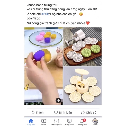 bộ khuôn bánh trung thu 4 đầu 125g