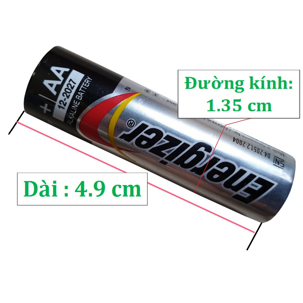 2 hoặc 4 viên pin AA (2A)  ENERGIZER max 1.5V ( dòng pin kiềm )