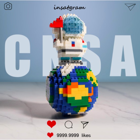 Mô hình phi hành gia 3D lắp ghép cao 9cm phát sáng lấp lánh dễ thương có đèn, quà tặng bạn gái, quà tặng sinh nhật - Ráp