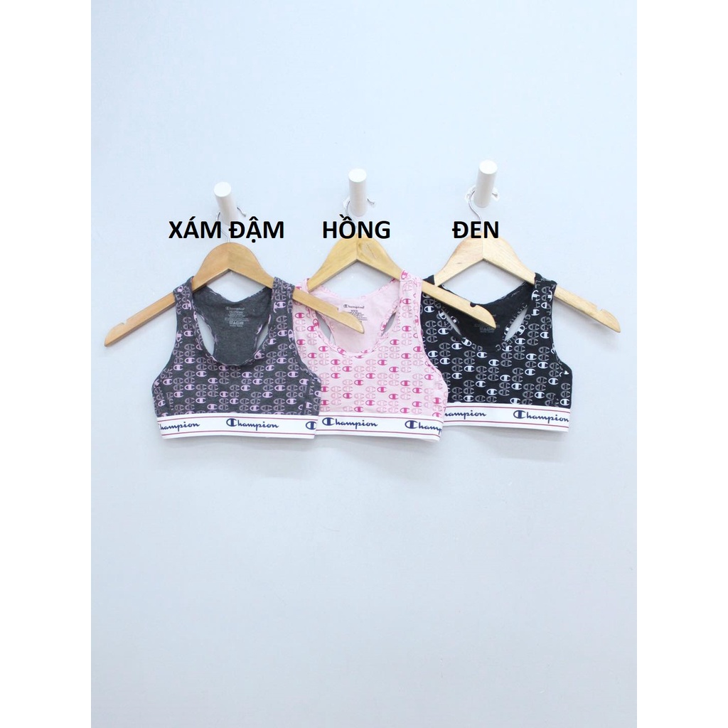 Q10016 - Áo bra Champion in chữ champion viền phối chữ C kiểu