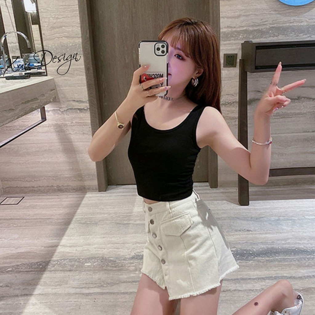 Áo croptop body trơn ba lỗ chất cotton co dãn XUU DESIGN AD05