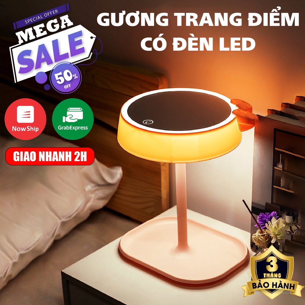 Gương trang điểm có đèn led cảm ứng 3 chế độ sáng (Giao màu ngẫu nhiên)