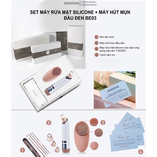 Set máy rửa mặt silicone+hút mụn đầu đen BE03- Combo chăm sóc da sạch sâu-Hết mụn cám, mụn đầu đen-Sạch lỗ chân lông