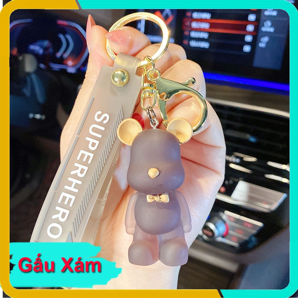 Móc Khóa Hàn Quốc Dễ Thương,Gấu Thắt Nơ Nhựa Pha Lê Trong Suốt, Móc Treo Trên Balo, Túi Xách KB04