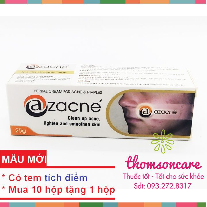 Kem ngăn ngừa mụn trứng cá Azacne - hiệu quả từ thảo dược - Mua 6 tặng 1 bằng tem tích điểm