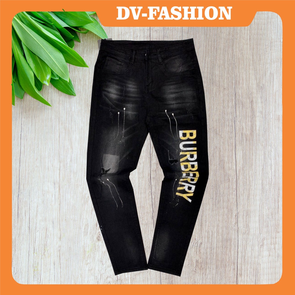 Quần jean nam đẹp đen rách kiểu BBR form chuẩn vải dày co giãn mẫu mới nhất cao cấp DV-FASHION
