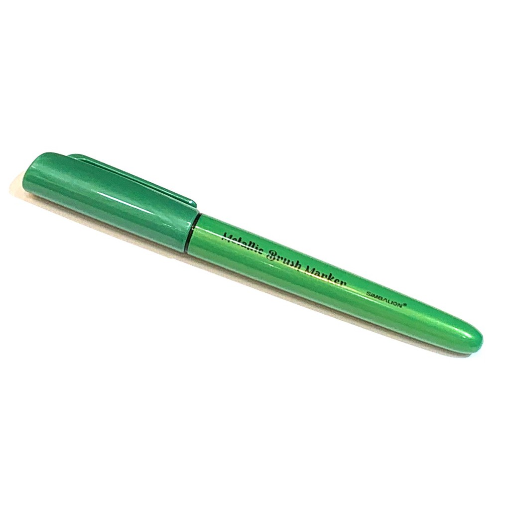 Bút lông đầu cọ viết calligraphy trên mọi chất liệu Simbalion Metallic Brush Marker - Màu xanh lá nhũ (Green)