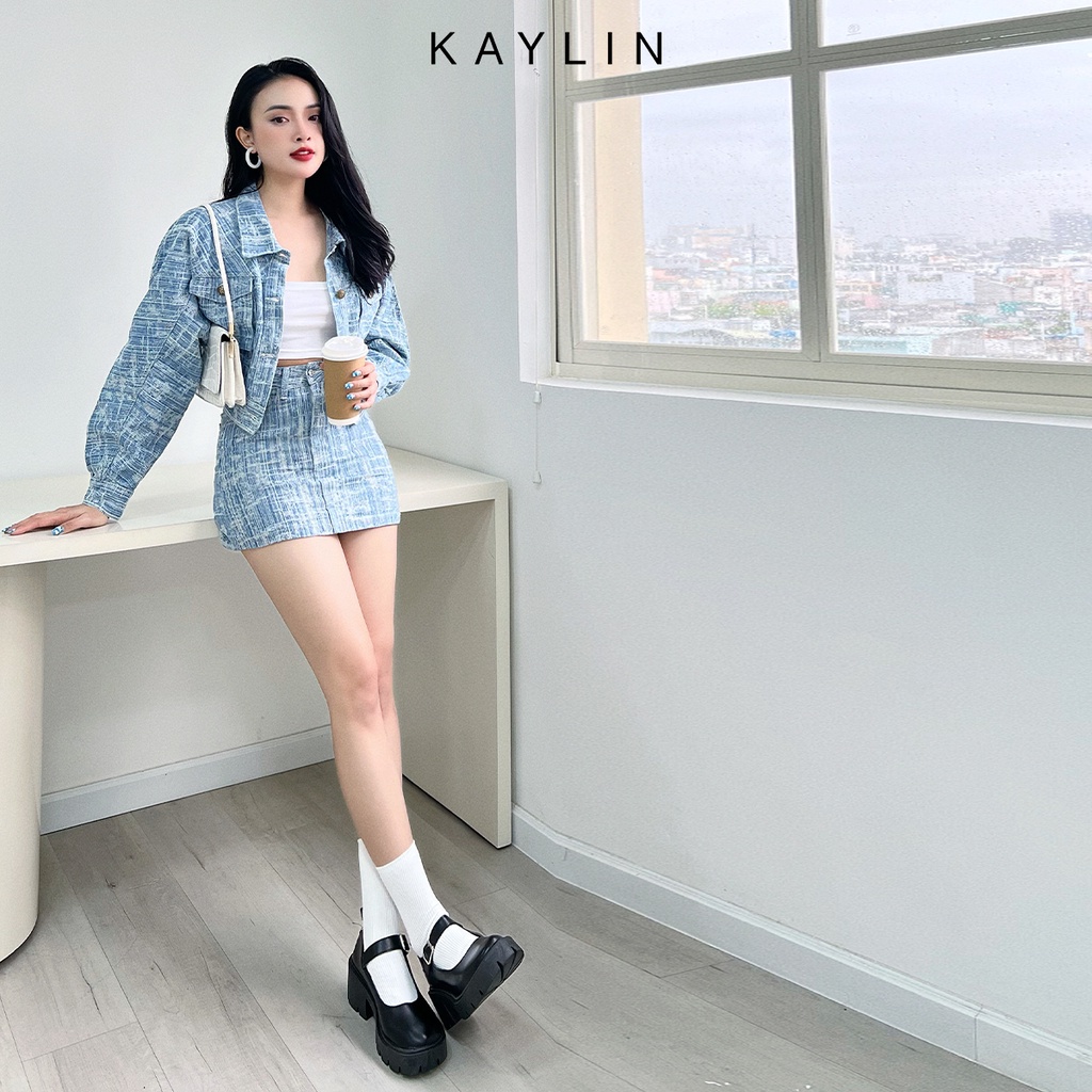 Chân váy jean kẻ N1739 - KAYLIN