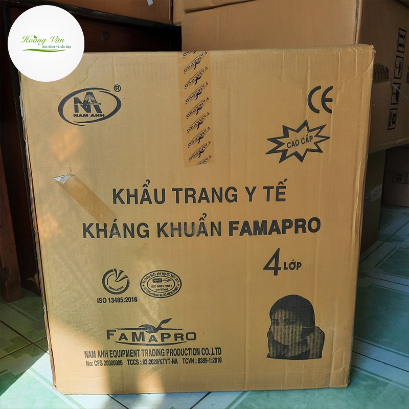 [Thùng 50 hộp] Khẩu trang y tế kháng khuẩn Famapro 4 lớp Nam Anh - Hộp 50 cái