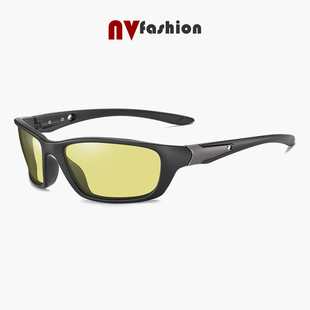 Mắt kính đổi màu đi ngày và đêm NVfashion A5307, kiểu dáng thể thao ôm mặt (Gọng đen nhám)