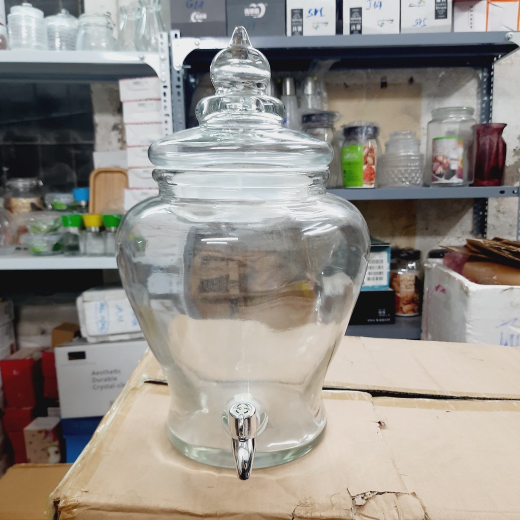 Bình thủy tinh sẵn vòi sang trọng, tiện chiết rót - HD72  dung tích 7L/10L (không kèm chân đế)