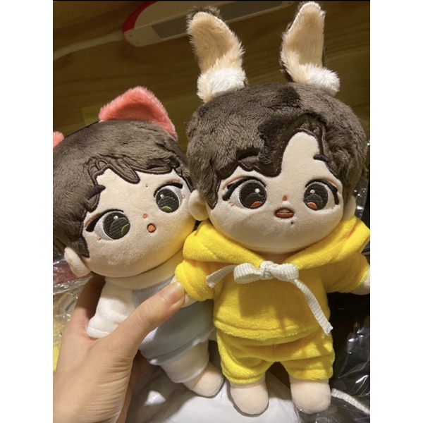 Bộ đồ trắng phối xanh cho doll 15cm 20cm