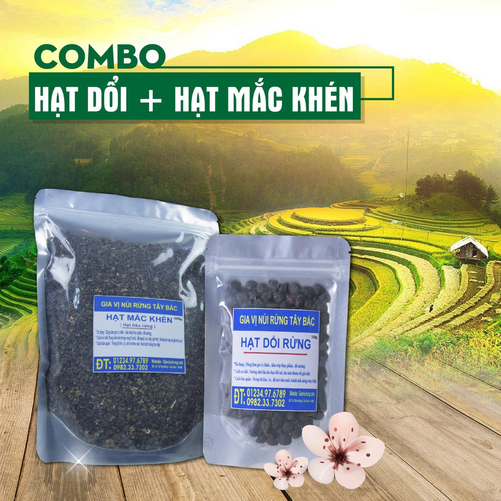 COMBO 200g MẮC KHÉN + 50 HẠT DỔI Gia Vị Tẩm Uớp Đặc Trưng Người Tây Bắc - Dổi Nếp Rừng, Mắc Khén Rừng