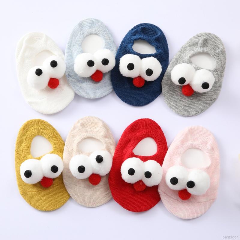 Vớ cotton chống trượt màu trơn in họa tiết hoạt hình dễ thương cho bé sơ sinh