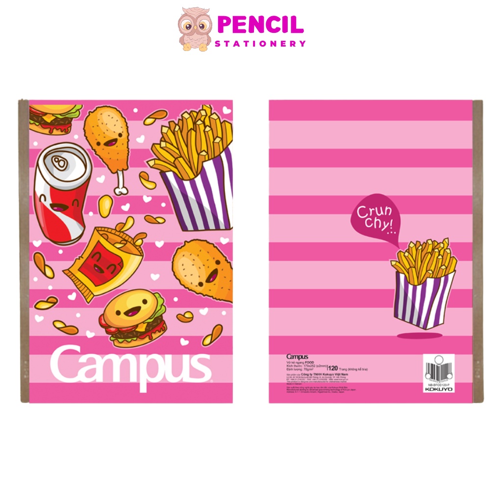Vở kẻ ngang Campus Food 120 Trang, Tập Vở Viết Cao Cấp Giấy Dày Dặn Sịn Mịn