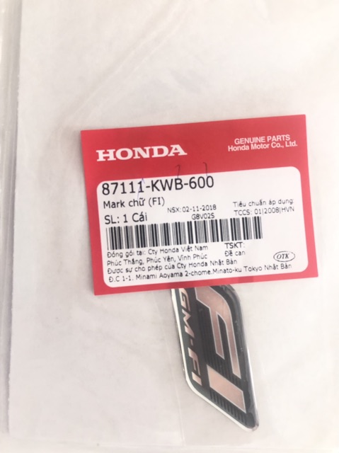 Tem Fi Đen chính hãng Honda