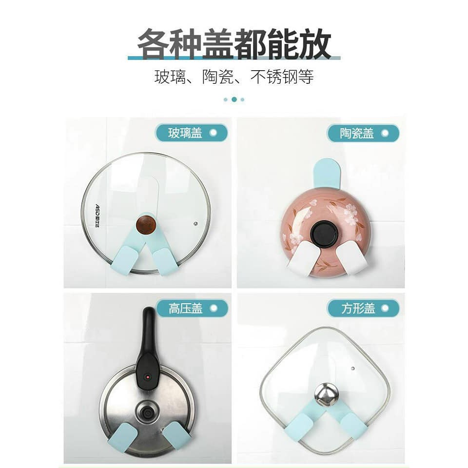 Cài vung nắp xoong nồi gắn tường không cần khoan, móc treo tường đa năng, cài thớt đa năng