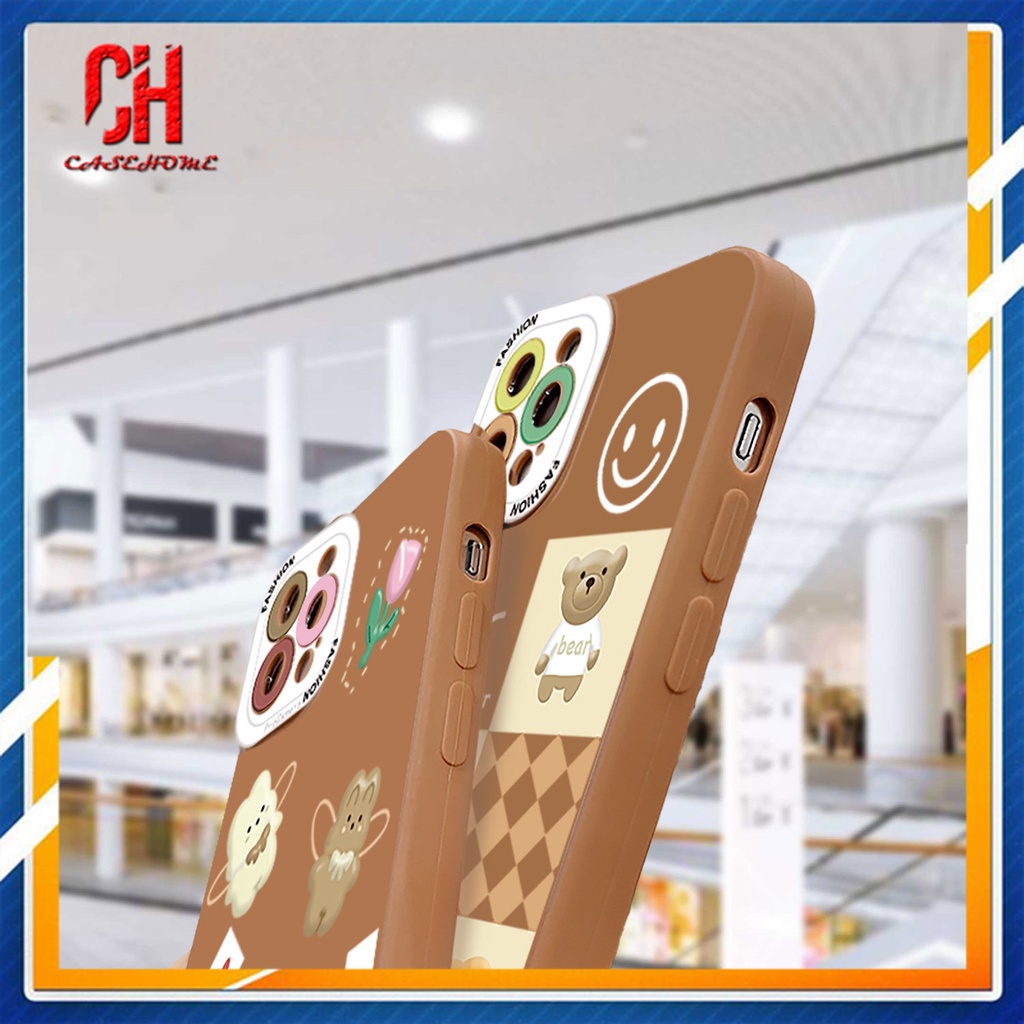 Ốp Điện Thoại Tpu Dẻo Cho IPhone 13 12 11 PRO MAX 6 7 6S 8 Plus X XR XS MAX Se 2020 6SPlus 7Plus 6Plus 8Plus XSMAX Chocolate Lucky Bear Heart flower Smiley Face Phone Case