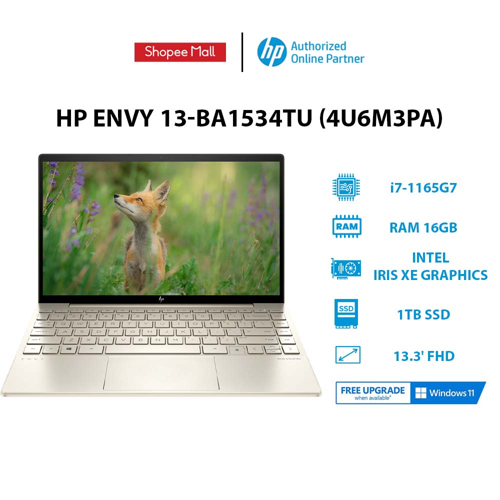 [ELHP10 giảm 10%]Laptop HP Envy 13-ba1534TU (4U6M3PA) (i7-1165G7 | 16GB | 1TB |13.3' FHD | Win 11)