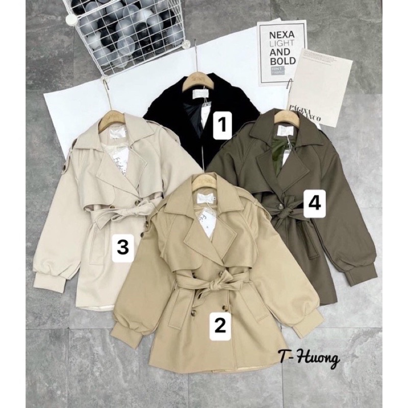 Áo Mangto Dáng Ngắn M0003 Sz S M Cổ Bẻ Túi Áo Kèm Đai Buộc Nơ Mặc Tôn Dáng Lịch Sự Dễ Mix Đồ Hàng QCCC | BigBuy360 - bigbuy360.vn