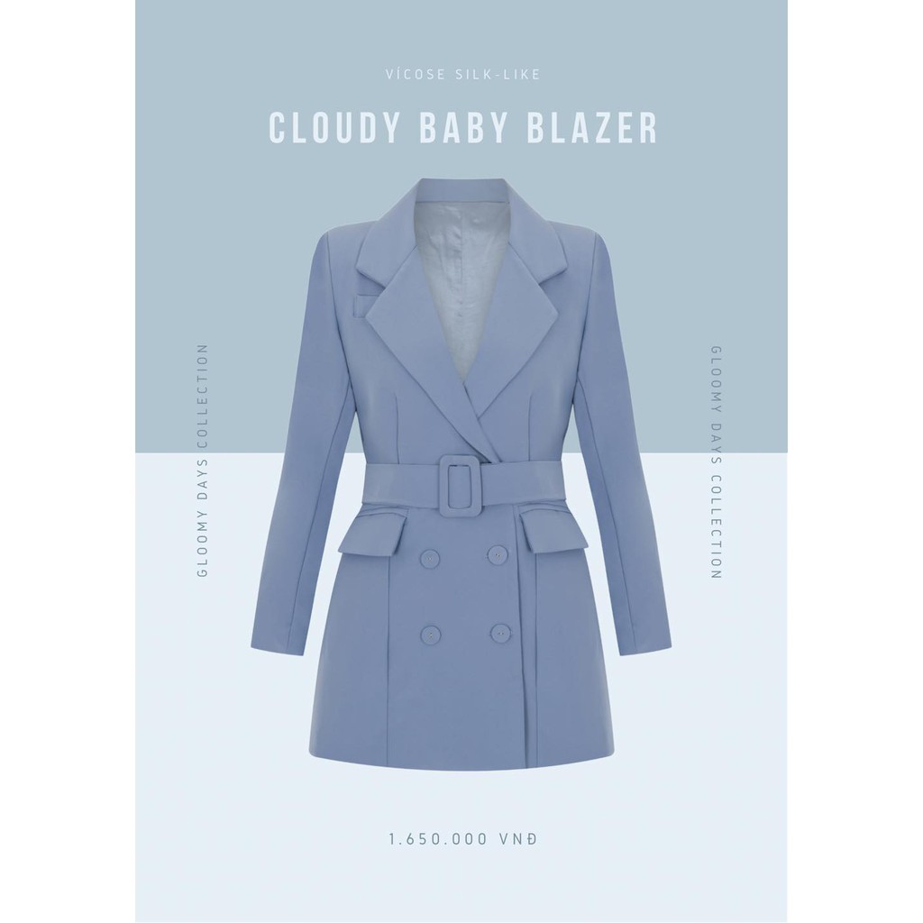 Set vest xanh dương pastel nữ tính - Cloudy Baby Blue Blazer/ Short - Walenty