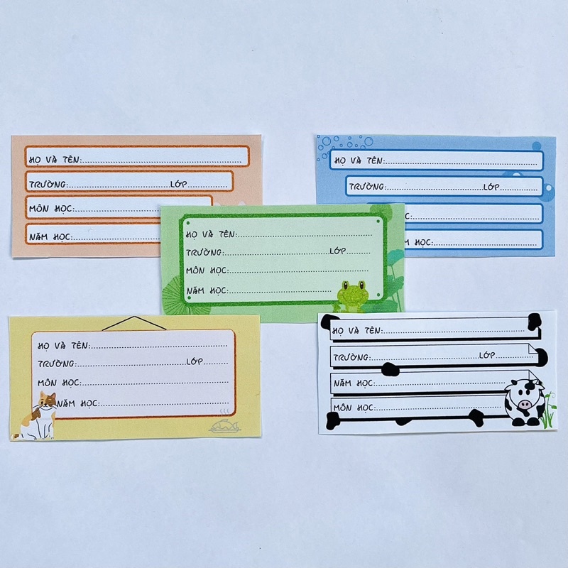 Nhãn vở hình con vật dễ thương set 10 nhãn