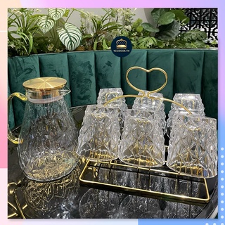 Set 6 Cốc Thuỷ Tinh Kim Cương Hongli + Bình 🌸 Sang Trọng Tinh Tế 🌸