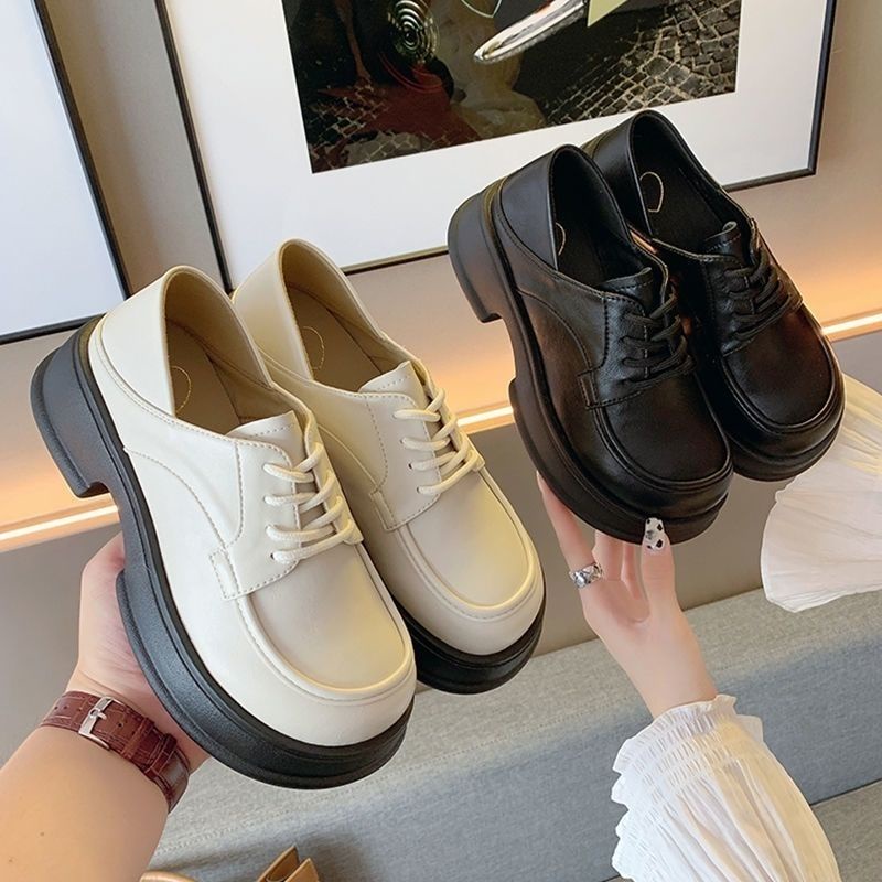 Giày Da Đế Dày Thời Trang Mùa Hè Phong Cách Retro Cho Nữ