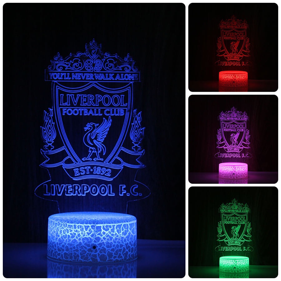 Đèn Ngủ Led 3D Logo CLB Bóng đá Liverpool | 16 Màu + Remote | Đèn Led 3D Liverpool trang trí phòng ngủ, để bàn