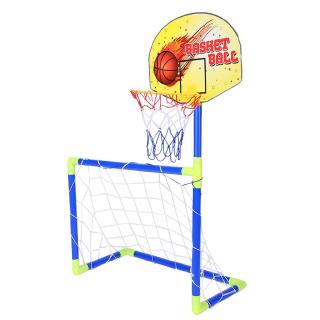 Justgogo 2 In 1 Football Basketball Set Children Portable Soccer Goal Hoop Backboard Plastic Basketball Stand Sports Toy