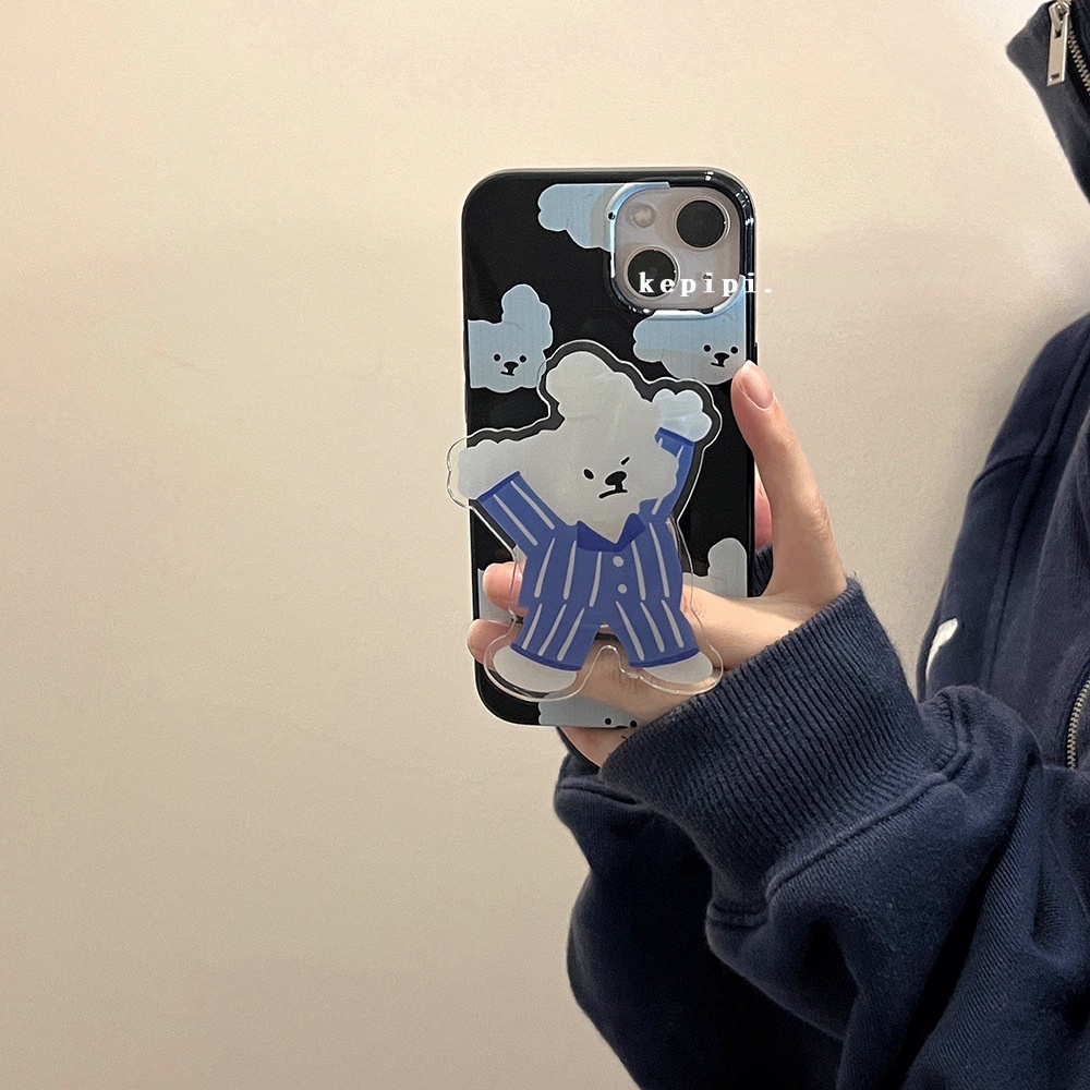 Ốp Điện Thoại Có Giá Đỡ Hình Chú Chó Mặc Pijama Cho Iphone X 13ProMax 12 / 11 7plus / XR
